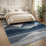 Abstract Area Abstract Blue Mountain Peaks Area Rug