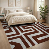 Terracotta Geometric Maze Area Rug
