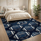 Navy Football Geometric Pattern Area Rug