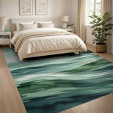 Serene Green Waves Coastal Area Rug