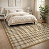 Tan Cream Buffalo Check Area Rug