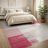 Pink Modern Pink Geometric Block Area Rug