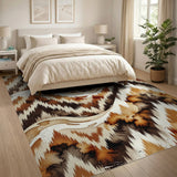 Heritage Tribal Zigzag Brown Tan Area Rug