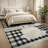 Adorable Bunny Gingham Check Area Rug
