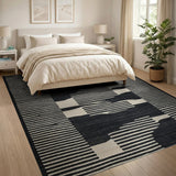 Bold Black White Geometric Abstract Black and White Area Rug