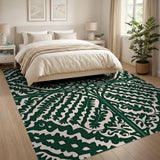 Intricate Emerald Green Persian Floral Rug