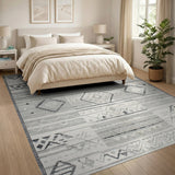 Grey Heritage Tribal Geometric Rug