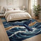 Twin Whale Tails Surfacing Ocean Waves Rug