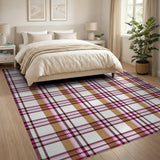 Pink Tan Plaid Checkered Area Rug