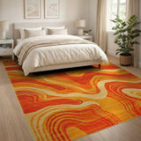Vibrant Orange Vibrant Orange Wavy Abstract Area Rug