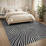 Hypnotic Swirl Black White Area Rug