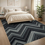 Heritage Tribal Bold Black White Zigzag Geometric Rug