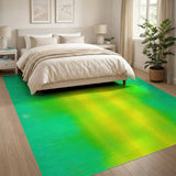 Vibrant Teal-to-Yellow Halftone Abstract Area Rug