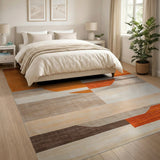 Orange Geometric Sun Abstract Area Rug