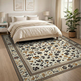 Cream Dog Paw Print Bone Area Rug