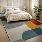 Abstract Geometric Teal Multi-Color Area Rug