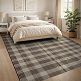 Brown and Tan Rustic Farmhouse Rustic Brown Tan Plaid Area Rug
