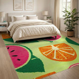 Vibrant Watermelon Orange Fruit Pattern Area Rug