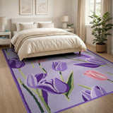 Purple Purple Pink Tulip Floral Area Rug