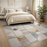 Beige and Neutral Geometric Modern Modern Geometric Neutral Area Rug