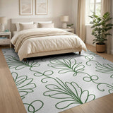 Green Leaf Vine Outline Area Rug