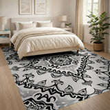 Ornate Black and White Ornate Black White Mandala Area Rug