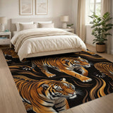 Prowling Tigers Swirl Pattern Area Rug