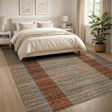 Grey Distressed Vintage Striped Area Rug