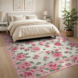 Pink Pink Rose Vine Floral Area Rug