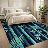 Teal Bamboo Grove on Navy Area Rug