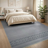 Grey Geometric Modern Area Rug with Fringe