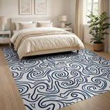 Swirling Navy Abstract Area Rug