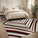 Brown Tan Geometric Zigzag Area Rug