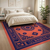 Coral Field Navy Medallion Traditional Persian Area Rug