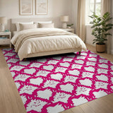 Pink Heart Lattice Geometric Area Rug