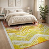 Vibrant Orange-Yellow Chevron Gradient Area Rug