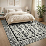Heritage Tribal Black and White Black White Heritage Tribal Geometric Area Rug