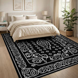 Black and White Traditional Persian Intricate Black White Persian Medallion Area Rug