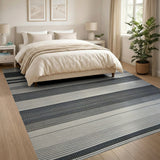 Geometric Modern Bold Striped Bold Black White Striped Woven Area Rug