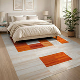 Modern Orange Geometric Block Area Rug