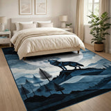 Howling Wolf Full Moon Mountain Area Rug