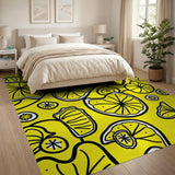 Zesty Yellow Lemon Slices Fruit Pattern Rug