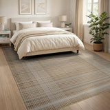 Beige and Neutral Beige Woven Grid Area Rug