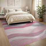 Abstract Area Wavy Pink Grey Abstract Area Rug