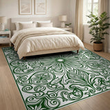 Intricate Green Floral Mandala Area Rug
