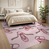 Pink Ballet Shoes Washable Area Rug