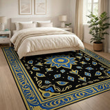 Luxurious Blue Gold Medallion Persian Area Rug