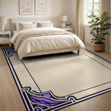Purple Ornate Geometric Border Area Rug
