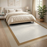 Beige Bordered Geometric Area Rug