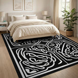 Intricate Black White Celtic Knot Area Rug